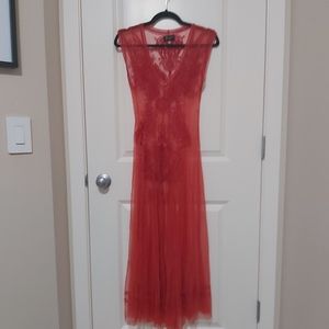 Biya mesh embroidered dress size small. Gorgeous red dress for various events.